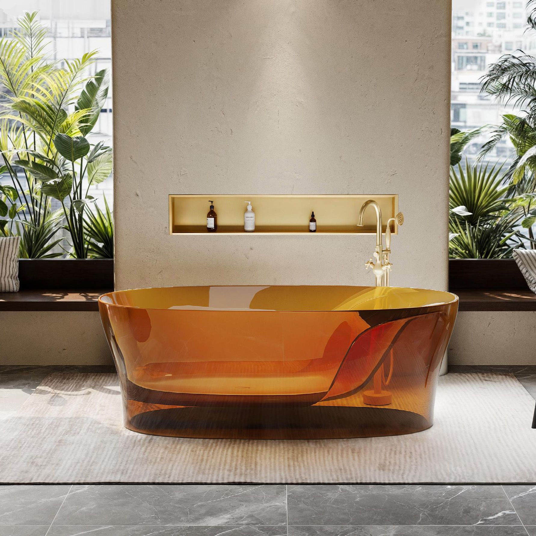 Crystal resin bathtub